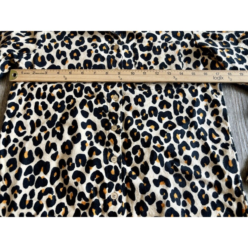 Nordstrom Tan Shore Leopard Print Button Down Nightgown Sleep Shirt NWT $45 XXS - Picture 3 of 9